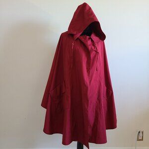 Vtg Gantos Red Hooded Cloak Poncho Cape One Size Korea made Witchy Cottagecore
